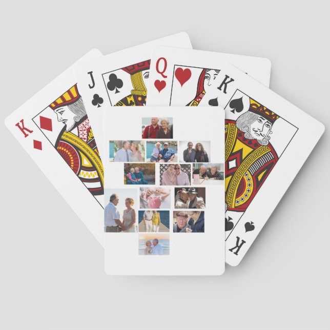 Personalised Anniversary 13 Photo Collage  Playing Cards (Back)