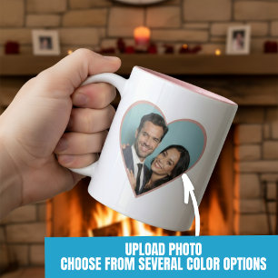 Personalised Anniversary Custom Photo Heart Pink Two-Tone Coffee Mug