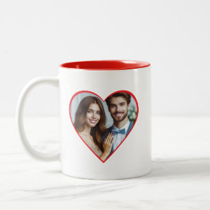 Personalised Anniversary Custom Photo Heart Red Two-Tone Coffee Mug