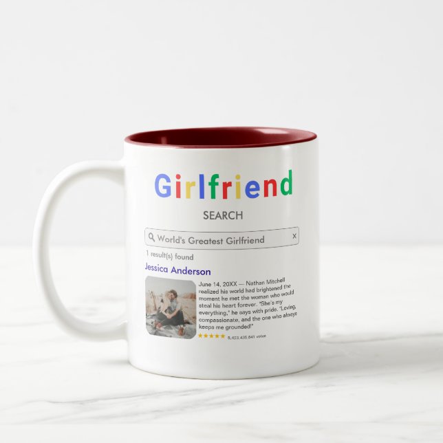 Personalised Anniversary Gifts For Her Two-Tone Coffee Mug (Left)