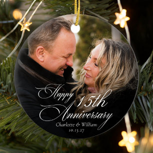 Personalised Anniversary Wedding Photo Ceramic Ornament