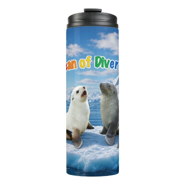 Personalised Antarctic Wildlife Straight Wrap Thermal Tumbler (Front)