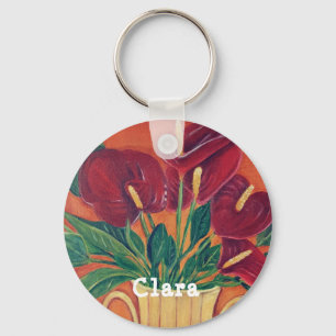 Personalised Antarium Flowers Key Ring