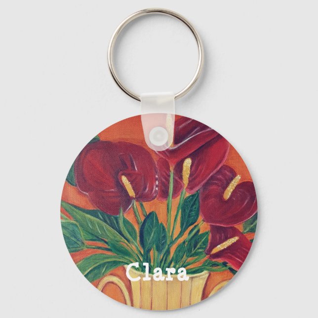 Personalised Antarium Flowers Key Ring (Front)