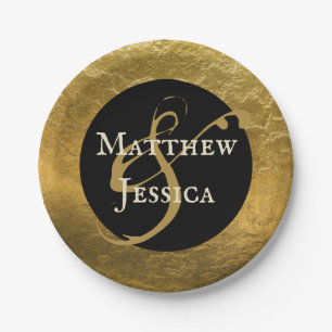 Personalised Antique Golden Faux Metal 7 inch Paper Plate