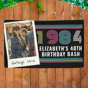Personalised Any Age Vintage Custom Photo Birthday Banner