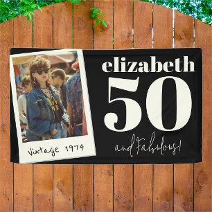 Personalised Any Age Vintage Custom Photo Birthday Banner