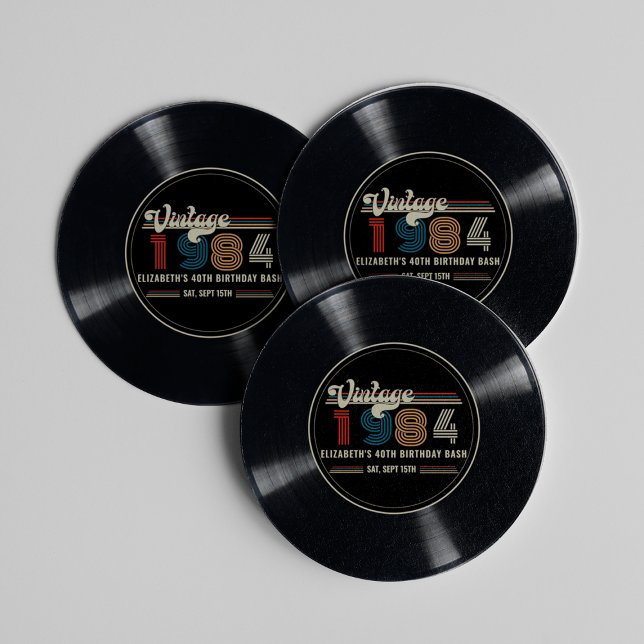 Personalised Any Age Vintage Custom Photo Birthday Round Paper Coaster (Creator Uploaded)