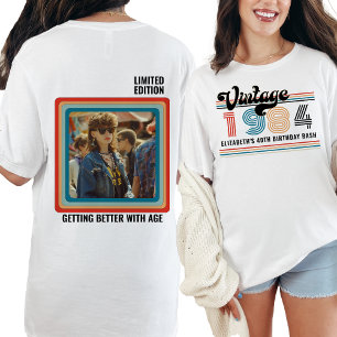 Personalised Any Age Vintage Custom Photo Birthday T-Shirt