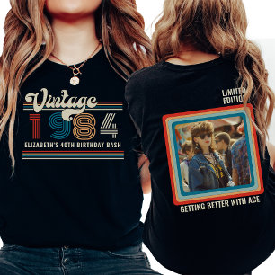 Personalised Any Age Vintage Custom Photo Birthday T-Shirt