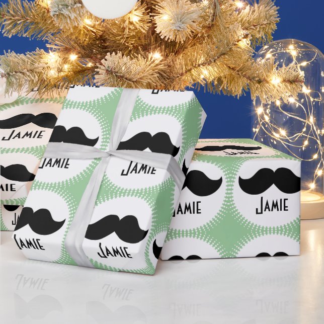 Personalised Any Colour Moustache Wrapping Paper (Holidays)