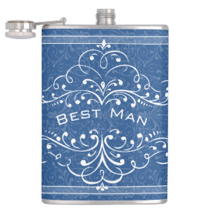 Personalised Any Colour Vintage Flourish Best Man Hip Flask