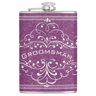 Personalised Any Colour Vintage Flourish Groomsman Hip Flask