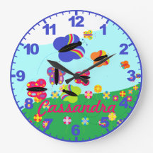 Personalised ANY NAME Butterfly Clock with Numbers