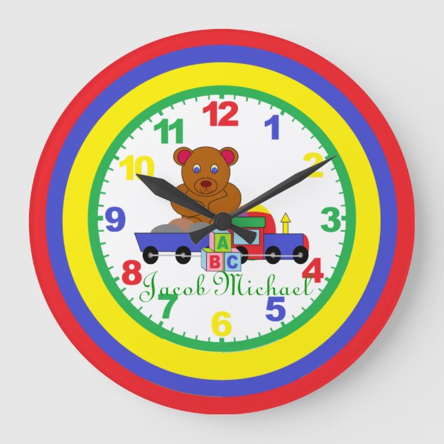 Personalised (ANY NAME) Child's Clock with numbers (Front)