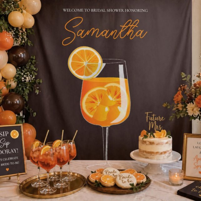Personalised Aperol Spritz Bridal Shower Backdrop Tapestry (Creator Uploaded)