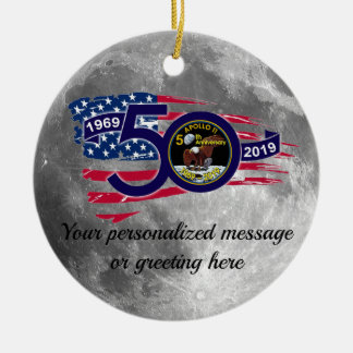 Personalised Apollo 11 50th Anniversary Ceramic Tree Decoration