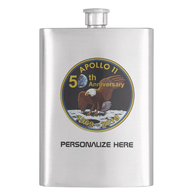 Personalised Apollo 11 50th Anniversary Hip Flask (Front)