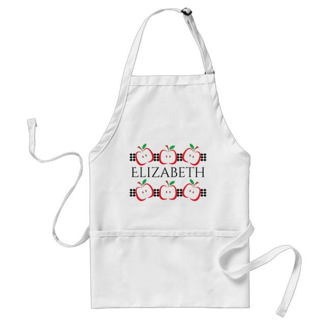 Personalised Apple Border Standard Apron (Front)
