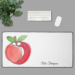 Personalised Apple Desk Mat<br><div class="desc">This stylish desk pad is decorated with a red apple.
Easily customisable. Perfect as a teacher's gift.
Original Watercolor © Michele Davies.</div>