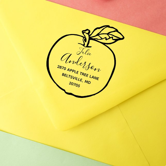 Personalised Apple Frame Return Address Rubber Stamp (Creator Uploaded)