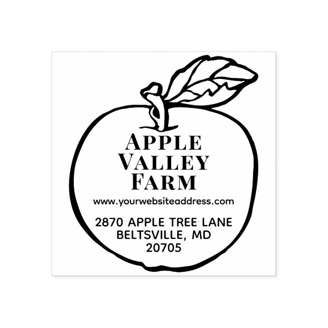 Personalised Apple Orchard Return Address Rubber Stamp (Imprint)