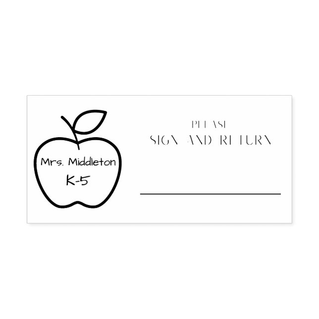 Personalised Apple Sign and Return Rubber Stamp (Imprint)