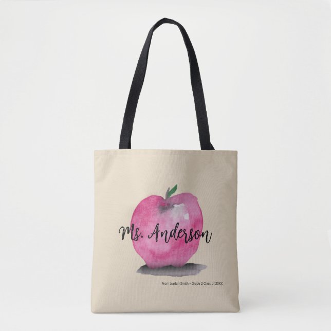Personalised, Apple, teacher name, from student Tote Bag (Front)