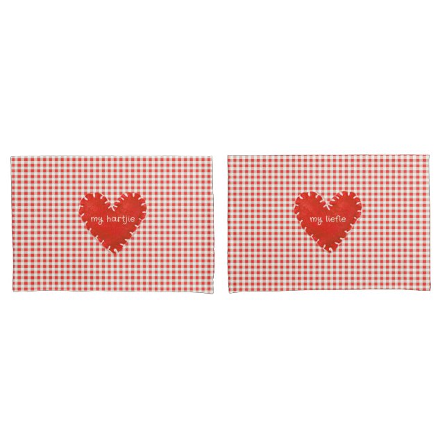 Personalised Applique Hearts Gingham Daisies Pillowcase (Front-Set)