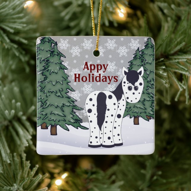 Personalised Appy Holidays Appaloosa Horse Ceramic Ornament (Tree)