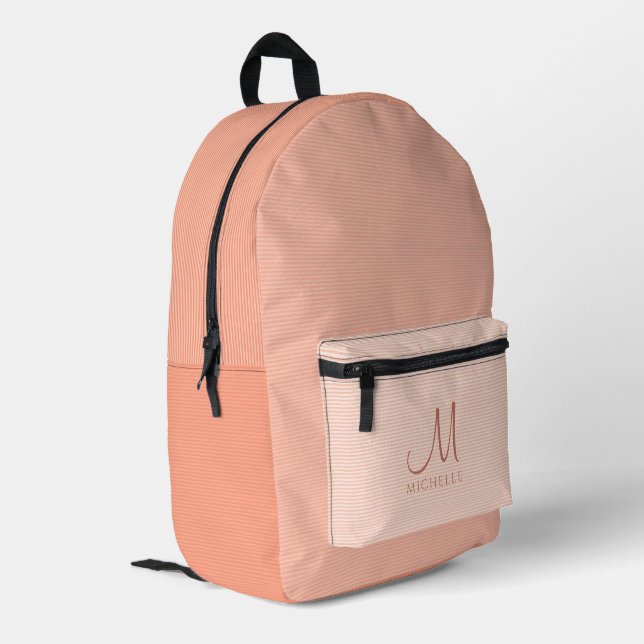 Personalised Apricot Colour Tones Template Trendy Printed Backpack (Back Corner Left)
