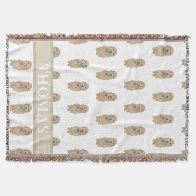 Personalised Apricot Golden Doodle Reversible Throw Blanket (Front)