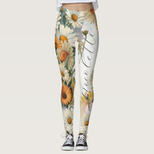 Personalised April Birth Flower Daisy Leggings