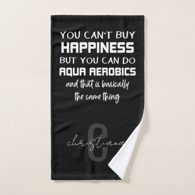 Personalised Aqua Aerobics is Happiness Funny Hand Towel (Hand Towel)