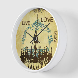 Personalised Aqua and Brown Chandelier Clock