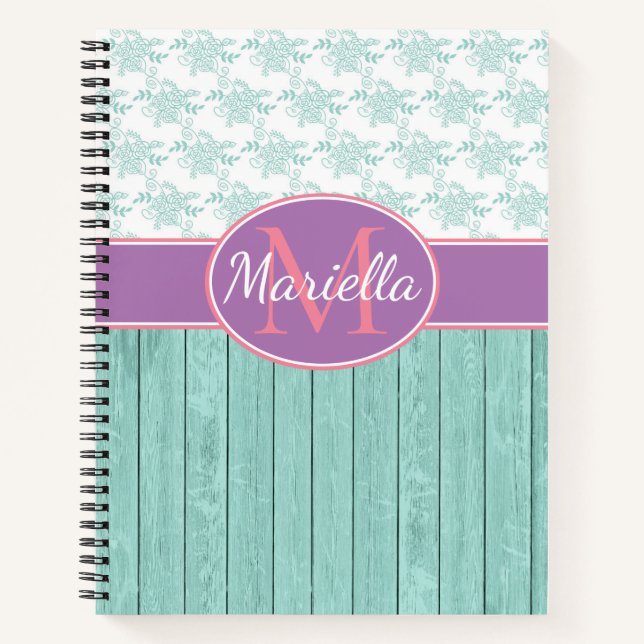 Personalised Aqua and Lavender Notebook (Front)