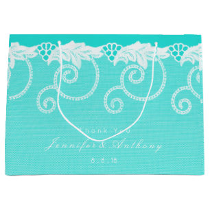 Personalised Aqua Blue Ocean Royal Lace Large Gift Bag