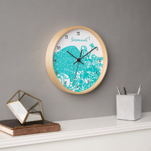 Personalised Aqua Clock-Any Colour Wall Clock