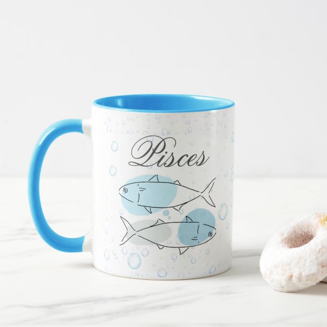 Personalised Aqua Essence Pisces Mug (With Donut)