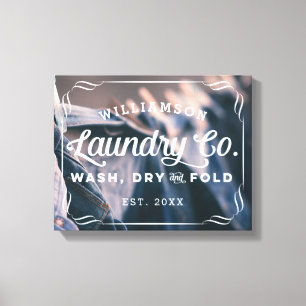 Personalised Aqua Laundry Co Wash Dry Fold Sign