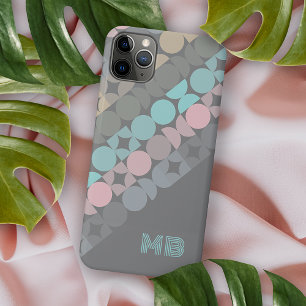 Personalised Aqua Pink Grey Midcentury Art iPhone 11 Pro Max Case
