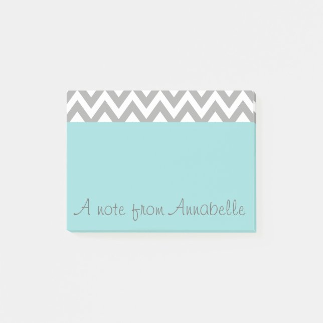 Personalised Aqua Post It Notes Notepad Gift (Front)