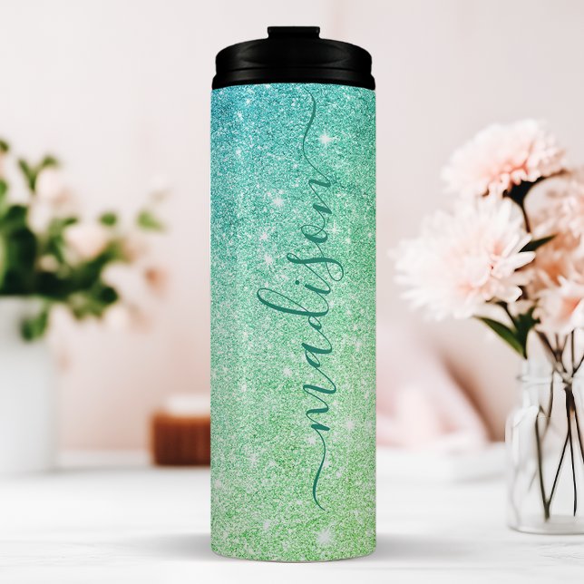 Personalised Aqua Sparkle Thermal Tumbler (Creator Uploaded)