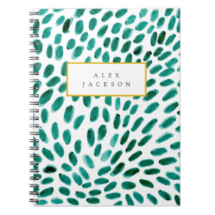 Personalised Aqua Teal Abstract Pattern Trendy Notebook