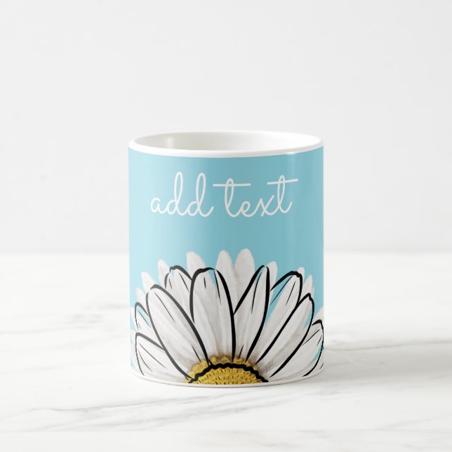 Personalised Aqua & Yellow Daisy Coffee Mug  (Center)