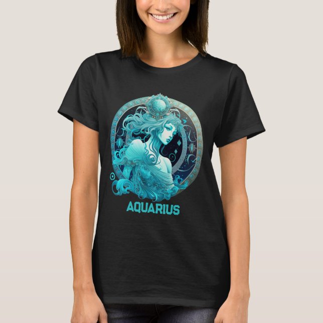 Personalised Aquarius Zodiac Astrology Birthday T-Shirt (Front)