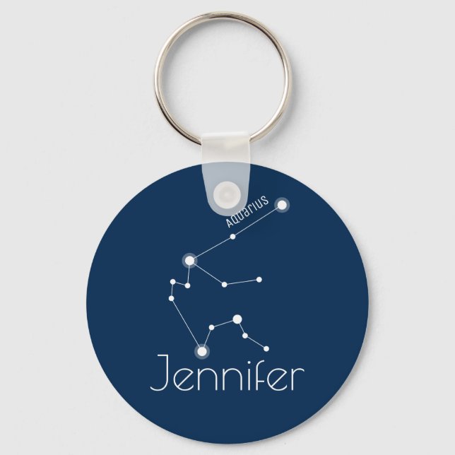 Personalised Aquarius Zodiac Constellation Key Ring (Front)