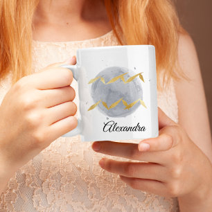 Personalised Aquarius Zodiac Watercolor Mug 