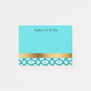 Personalised Arctic Blue Turquoise White Gold Post-it Notes