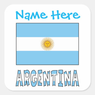 Personalised Argentina Flag Square Label